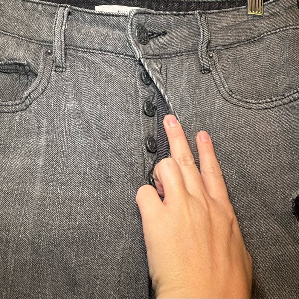 Hidden Two-Tone Distressed Wide Leg Gray & Black Jeans Women’s Size 27 Grunge - Picture 3 of 10